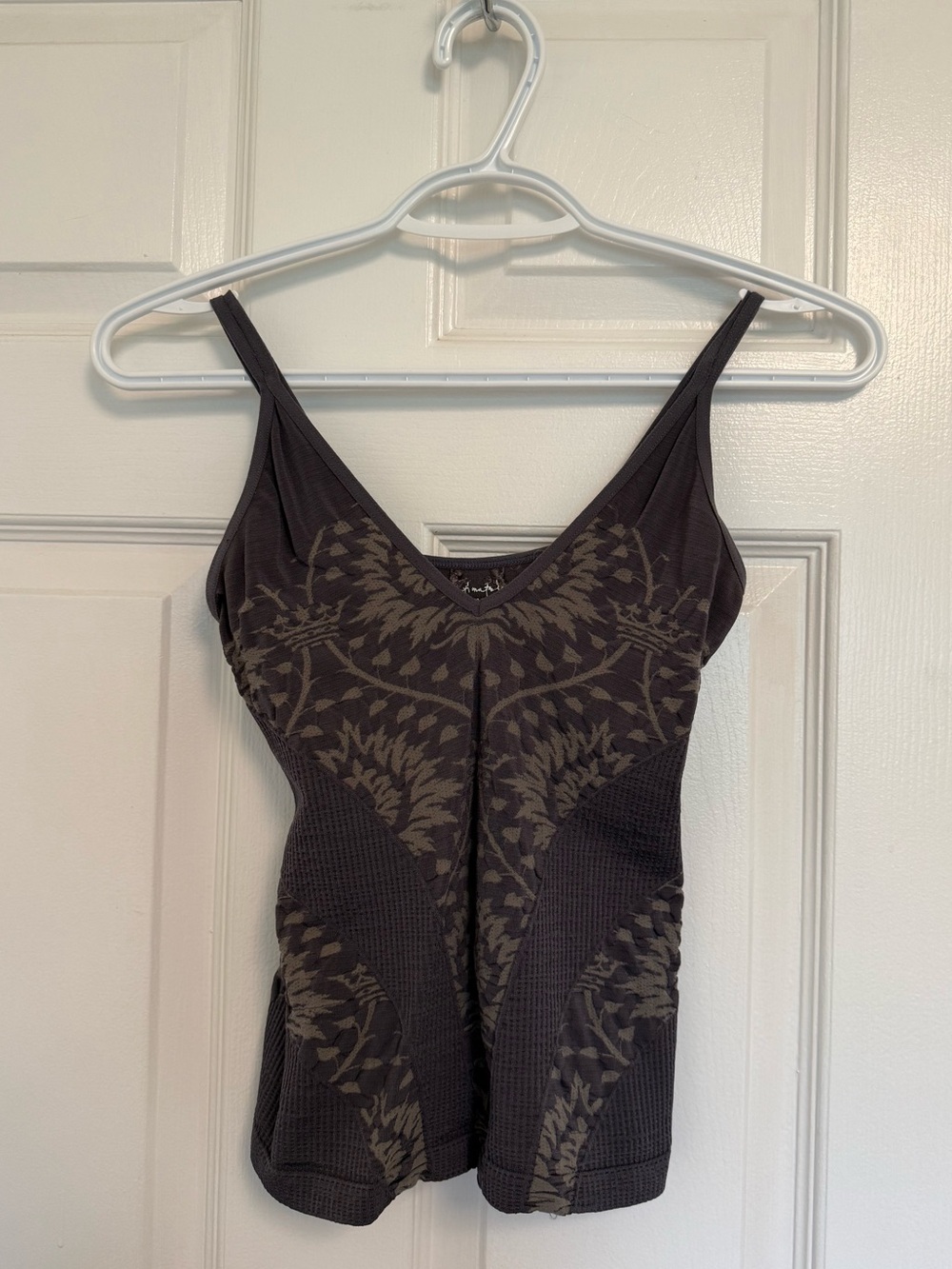 Free People Grey Floral Print Slim Fit Tank Top